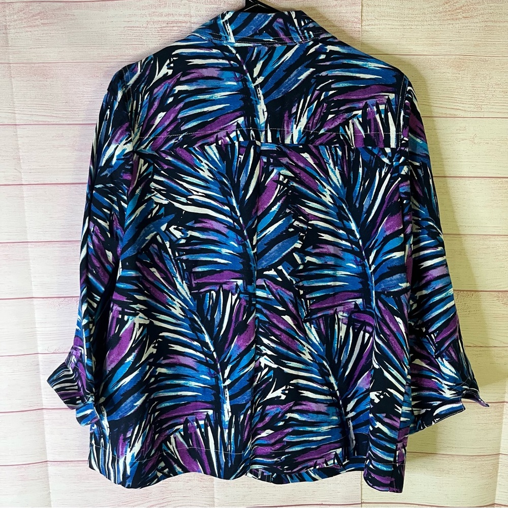 Christopher & Banks Linen Blend Light Weight Multicolor Button‎ Down Jacket Med - Picture 9 of 12